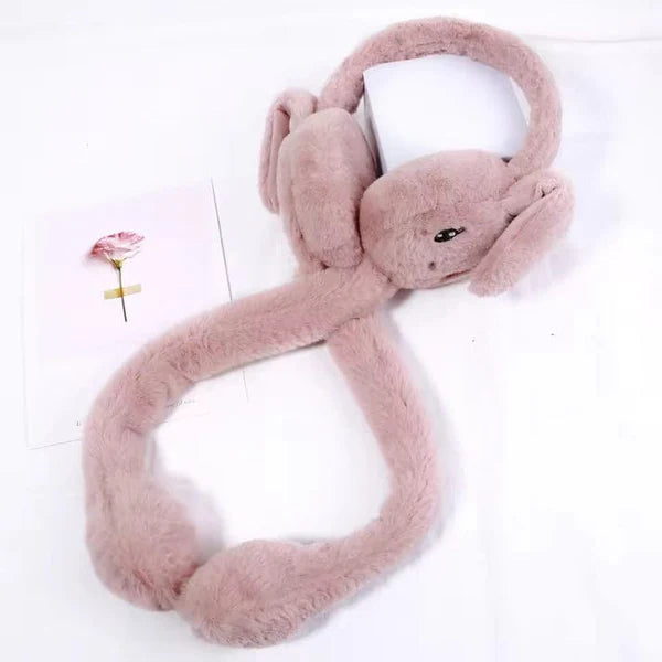 Bunny earmuffs with moving ears