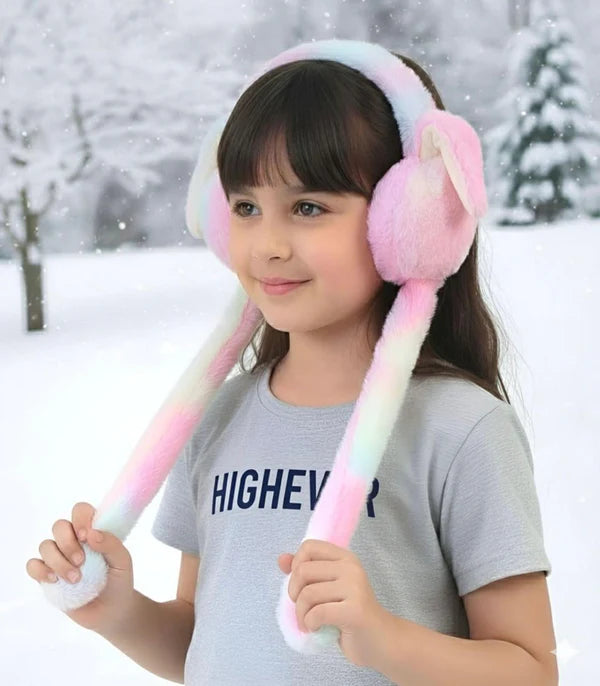 Bunny earmuffs with moving ears