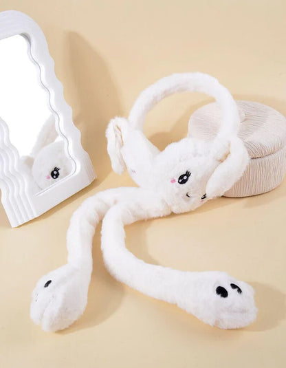 Bunny earmuffs with moving ears
