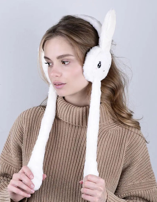 Bunny earmuffs with moving ears